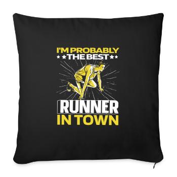 Coureur Joggeur Coureur Course drôle - Housse de coussin décorative 45 x 45 cm - noir - Devant