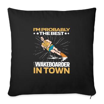 Wakeboard Wakeboarder Witzig - Sofakissenbezug 45 x 45 cm - Schwarz - Vorne