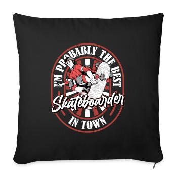 Skateboard Skater Lustig - Sofakissenbezug 45 x 45 cm - Schwarz - Vorne