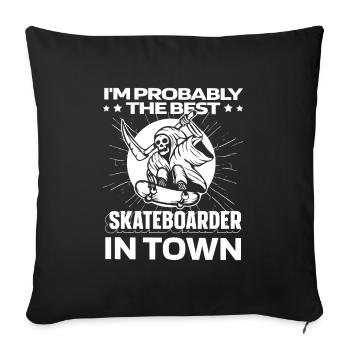 Skateboard Skater Funny - Housse de coussin décorative 45 x 45 cm - noir - Devant