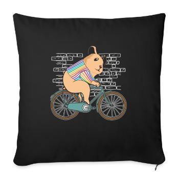 Hamster Golden Hamster Bicycle - Sofa pillowcase 17,3'' x 17,3'' (45 x 45 cm) - black - Front