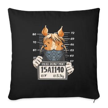 Photo équestre à cheval de la police - Housse de coussin décorative 45 x 45 cm - noir - Devant