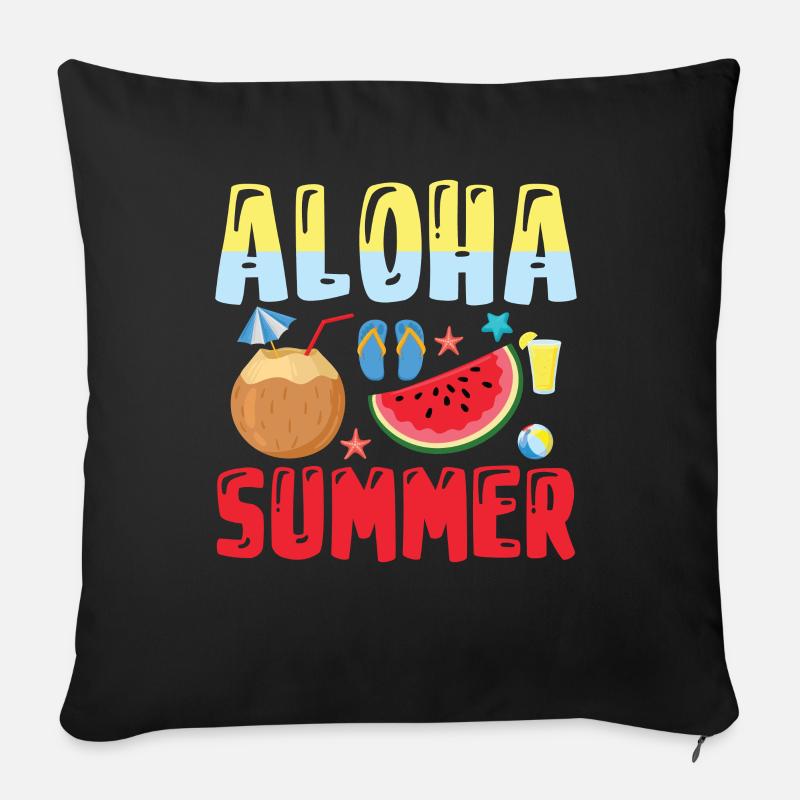 Aloha Sommer - Sommerferien - Sofakissenbezug 45 x 45 cm - Schwarz