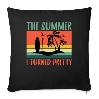 En été, je suis devenue jolie - plage d’été - Housse de coussin décorative 45 x 45 cm - noir - Devant