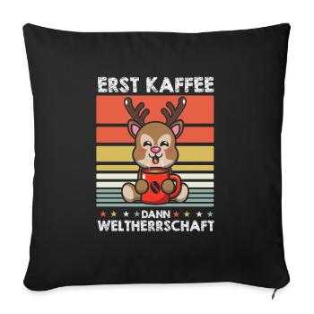 Hirsch Kaffee - Sofakissenbezug 45 x 45 cm - Schwarz - Vorne