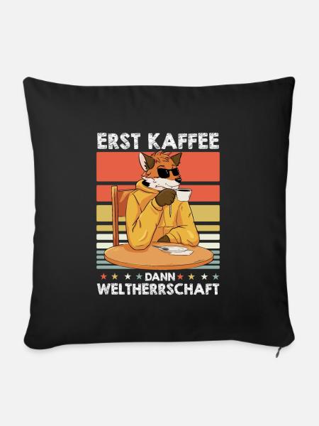 Fuchs Sonnenbrille Kaffee - Sofakissenbezug 45 x 45 cm - Schwarz