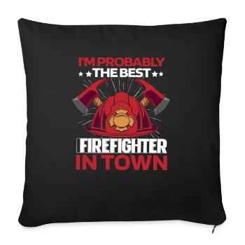 Casque de pompier - Housse de coussin décorative 45 x 45 cm - noir - Devant