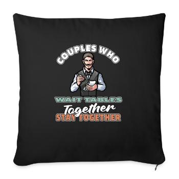 Couple de serveuses serveur - Housse de coussin décorative 45 x 45 cm - noir - Devant