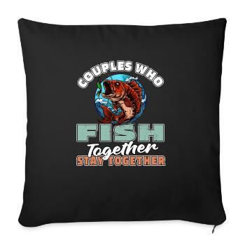 Angler Fishing Couple - Sofa pillowcase 17,3'' x 17,3'' (45 x 45 cm) - black - Front