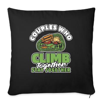 Couple grimpeur escalade - Housse de coussin décorative 45 x 45 cm - noir - Devant