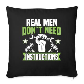 Les vrais hommes n’ont pas besoin de conseils - les amateurs de bricolage - Housse de coussin décorative 45 x 45 cm - noir - Devant
