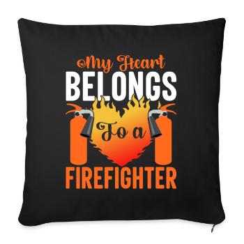 My heart belongs to a firefighter - Sofa pillowcase 17,3'' x 17,3'' (45 x 45 cm) - black - Front