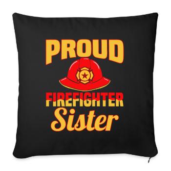 Fière sœur pompier - Pompier - Housse de coussin décorative 45 x 45 cm - noir - Devant