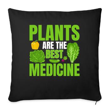 Les plantes sont le meilleur remède - végétariens - Housse de coussin décorative 45 x 45 cm - noir - Devant