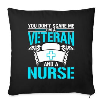Je suis un ancien combattant et une infirmière - Housse de coussin décorative 45 x 45 cm - noir - Devant