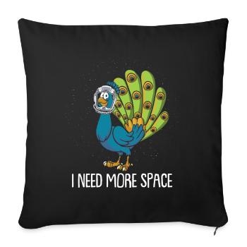 Astronaute Peacock Bird J’ai besoin de plus d’espace - Housse de coussin décorative 45 x 45 cm - noir - Devant