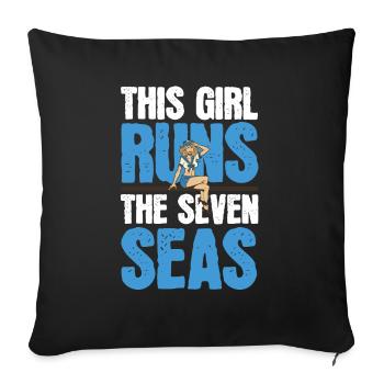 Sailing Sailor Sailboat Girls - Sofa pillowcase 17,3'' x 17,3'' (45 x 45 cm) - black - Front