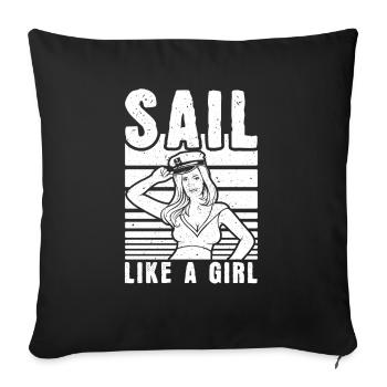 Sailing Sailor Sailboat Girls - Sofa pillowcase 17,3'' x 17,3'' (45 x 45 cm) - black - Front