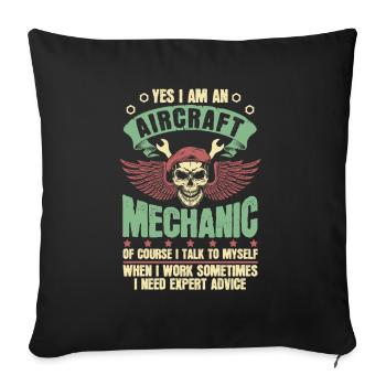 Aircraft mechanic skull - Sofa pillowcase 17,3'' x 17,3'' (45 x 45 cm) - black - Front
