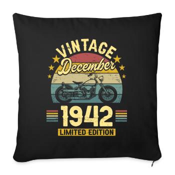 Vintage December 1942 80 years anniversary - Sofa pillowcase 17,3'' x 17,3'' (45 x 45 cm) - black - Front