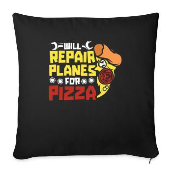 Flugzeug Mechaniker Pizza - Sofakissenbezug 45 x 45 cm - Schwarz - Vorne