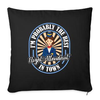 Flight attendant stewardess funny - Sofa pillowcase 17,3'' x 17,3'' (45 x 45 cm) - black - Front