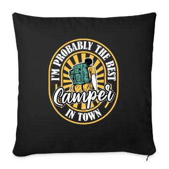 Tent Camping Camping Fun - Sofa pillowcase 17,3'' x 17,3'' (45 x 45 cm) - black - Front