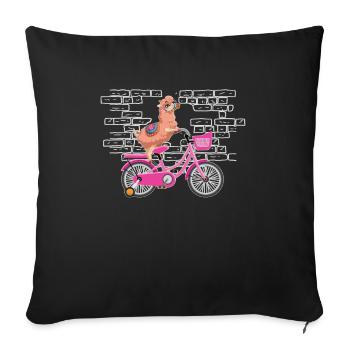 Lama Llama Vélo - Housse de coussin décorative 45 x 45 cm - noir - Devant