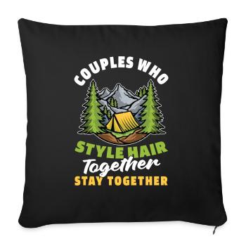 Tent Camping Camping Couple - Sofa pillowcase 17,3'' x 17,3'' (45 x 45 cm) - black - Front