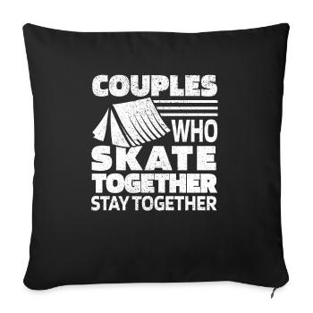 Tente Camping Camping Couple - Housse de coussin décorative 45 x 45 cm - noir - Devant