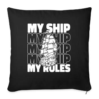 Voilier Bateau à voile Drôle de voilier Femmes - Housse de coussin décorative 45 x 45 cm - noir - Devant