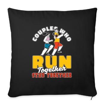 Coureur Joggeur Coureur Couple de course - Housse de coussin décorative 45 x 45 cm - noir - Devant