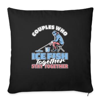 Pêche sur glace Couple de pêche sur glace - Housse de coussin décorative 45 x 45 cm - noir - Devant