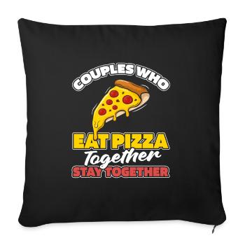 Couple de pizzas - Housse de coussin décorative 45 x 45 cm - noir - Devant