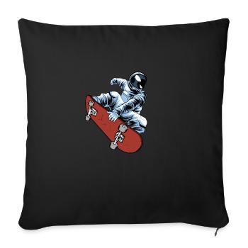 Skateboard Skater Astronaut - Sofa pillowcase 17,3'' x 17,3'' (45 x 45 cm) - black - Front