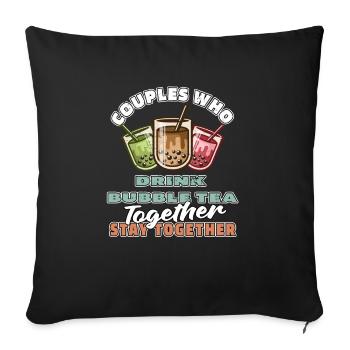 Bubble Tea Boba Paire - Housse de coussin décorative 45 x 45 cm - noir - Devant