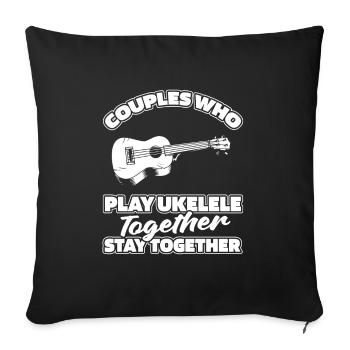 Paire de ukulélés - Housse de coussin décorative 45 x 45 cm - noir - Devant