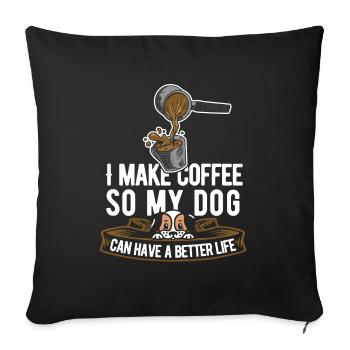 Barista Café Chien - Housse de coussin décorative 45 x 45 cm - noir - Devant