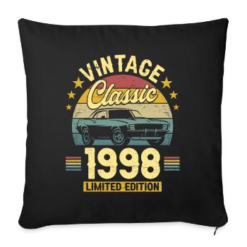 Voiture Vintage 1998 25 Ans Anniversaire - Housse de coussin décorative 45 x 45 cm - noir - Devant