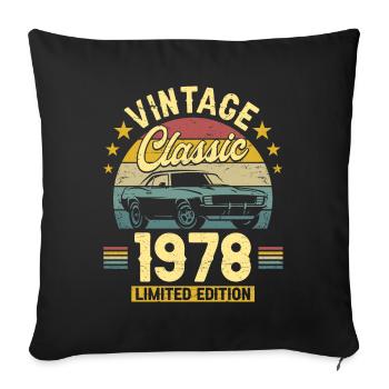 Voiture Vintage 1978 45 Ans Anniversaire - Housse de coussin décorative 45 x 45 cm - noir - Devant