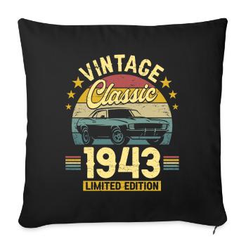 Car Vintage 1943 80 Years Anniversary - Sofa pillowcase 17,3'' x 17,3'' (45 x 45 cm) - black - Front
