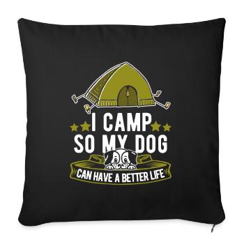 Tent Camping Camping Dog - Sofa pillowcase 17,3'' x 17,3'' (45 x 45 cm) - black - Front
