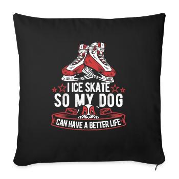 Chien patineur - Housse de coussin décorative 45 x 45 cm - noir - Devant