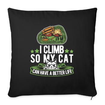 Grimpeur grimpeur chat - Housse de coussin décorative 45 x 45 cm - noir - Devant