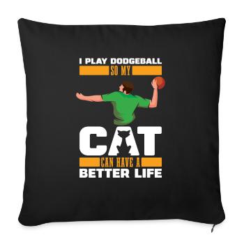 Chat de ballon chasseur - Housse de coussin décorative 45 x 45 cm - noir - Devant