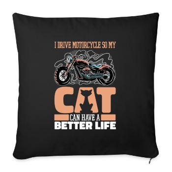 Motorcycle Biker Motorbike Cat - Sofa pillowcase 17,3'' x 17,3'' (45 x 45 cm) - black - Front