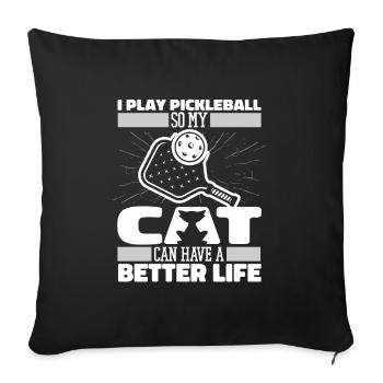 Chat de pickleball - Housse de coussin décorative 45 x 45 cm - noir - Devant