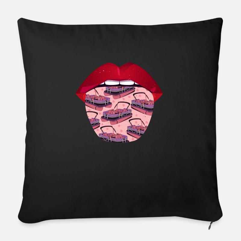 Pontonboot Lippen - Sofakissenbezug 45 x 45 cm - Schwarz