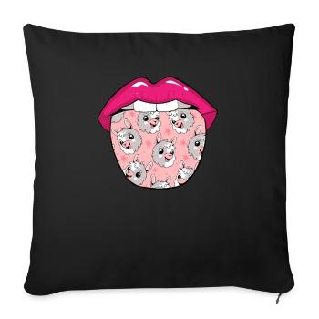 Lama Llama Langue - Housse de coussin décorative 45 x 45 cm - noir - Devant