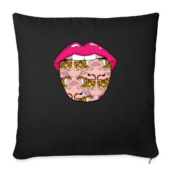 Tiger Lippen - Sofakissenbezug 45 x 45 cm - Schwarz - Vorne